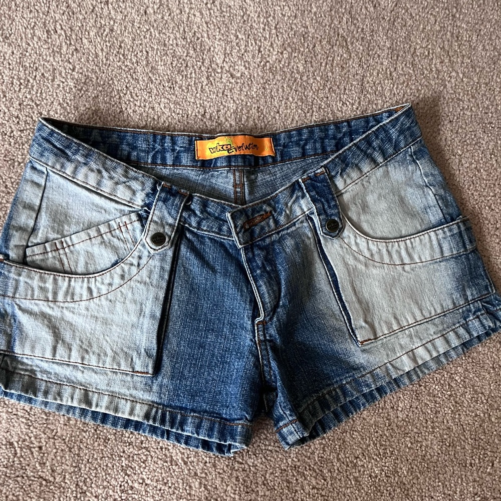 Stylish Two-Tone Blue Jean Shorts